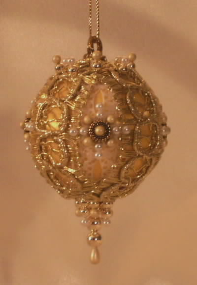 Christmas Ornaments Golden Lace Victorian Style
