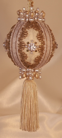 Antique ornament for your Heirloom collection, beautiful lush tassel and Swarovski Crytals