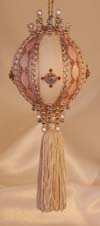 Victorian Ornaments that are Heirloom Quality and Giftable, Peach Blush, Ivory and gold on this tasseled Victorian Ornament