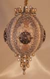 Victorian Ornaments, Vintage Trims on this silver and gold Swarovski Crystal Studded ornament