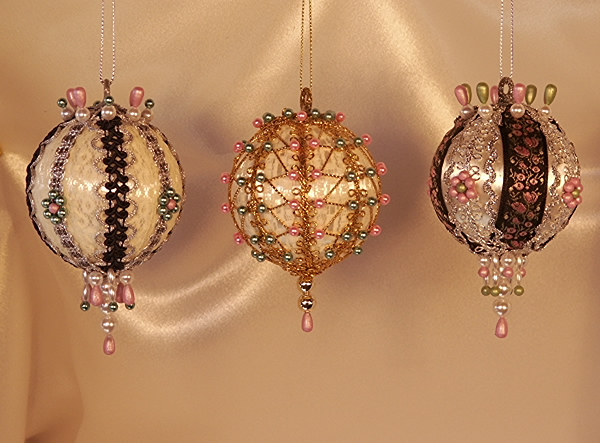 Spring Greens and Blush Pinks on this set of three gorgeous ornaments at 40% savings
