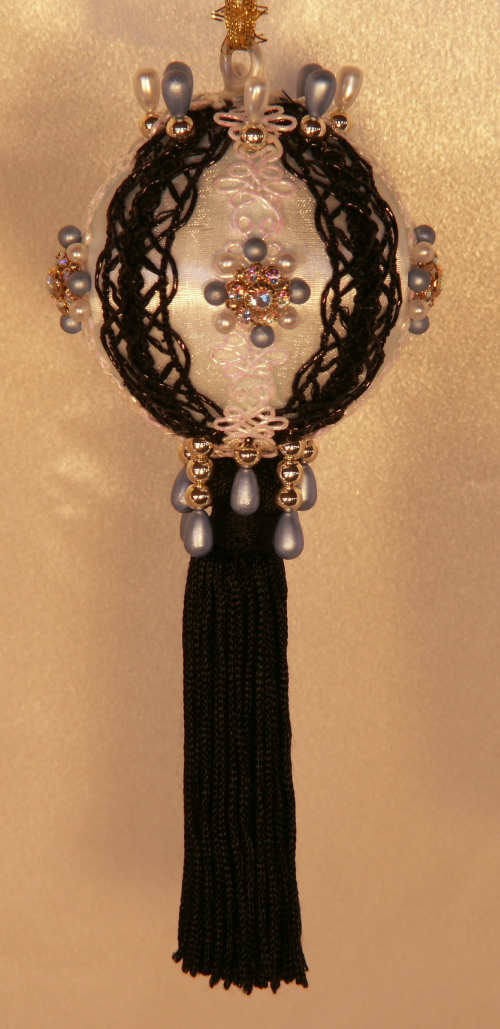 Pale Blue and black Christmas Ornament with Genuine Swarovski Crystals