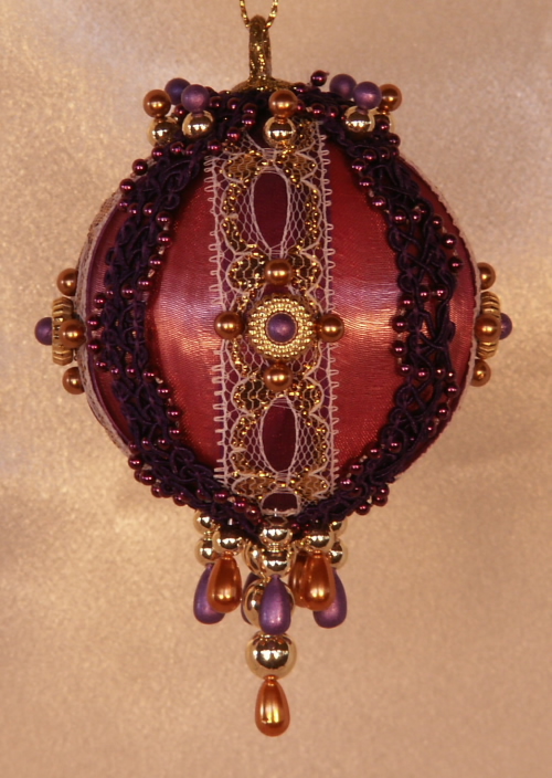 Our love of Burgundy and Purple with a unique purple pearl trim on these Christmas Ornaments