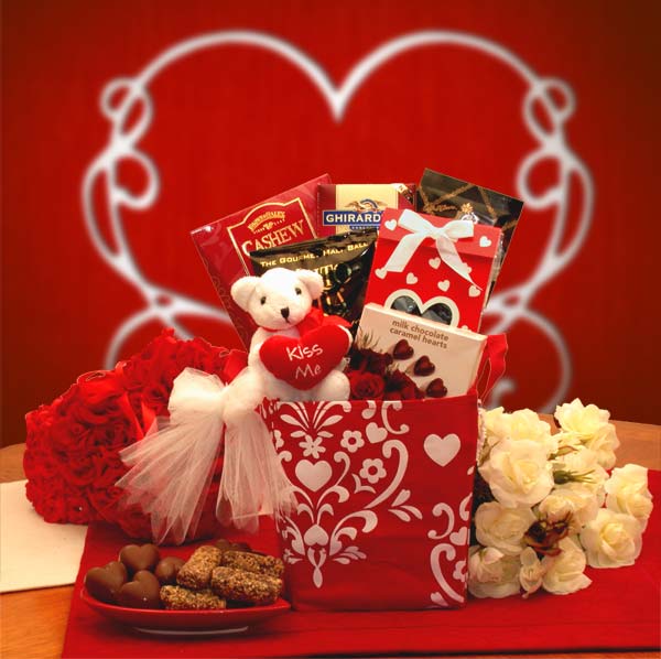 Kiss Me Valentine Gift Basket Overnight Shipping