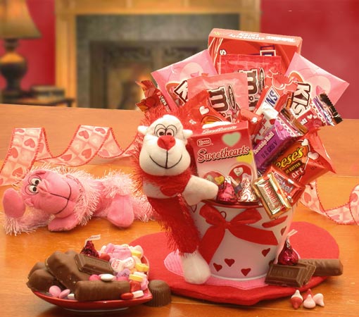Monkey Love Valentine Gift Basket Overnight Shipping