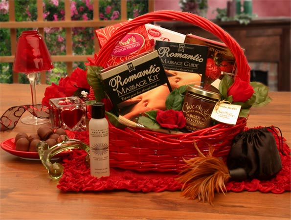 Romantic Massage Valentine Gift Basket Overnight Shipping