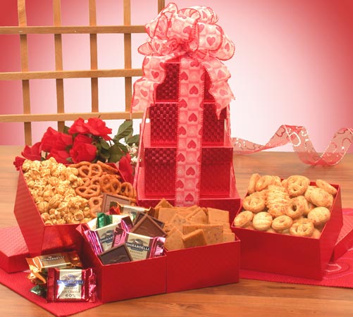 Valentine Tower Valentine Gift Basket Overnight Shipping