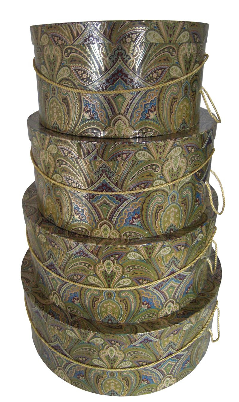 Golden Paisley set of 4 hatboxes