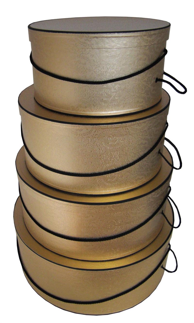 Golden Tapestry set of four hatboxes
