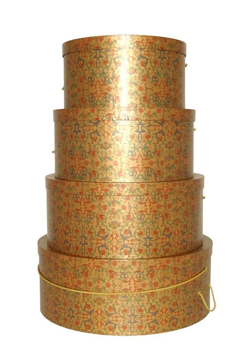 Hatboxes in a nested set of four, can purchase individually or as a set, beautiful Florentine design perfect for Christmas