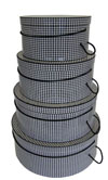 Black and White Houndstooth set of four gorgeous hatboxes, extra heavy block construction, perfect for all your hatbox needs