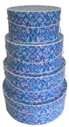 Blue Florentine pattern nested set of four hat boxes