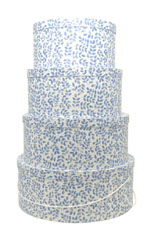 Blue and Gold Leaves design on this nested set of four Victorian Style hatboxes