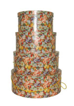 Cranberry Floral design on these Victorian style hatboxes