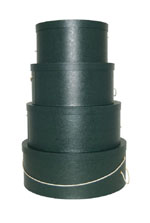 A beautiful shade of solid green nested set of four hatboxes
