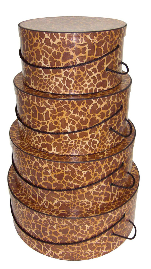 Giraffe Hat Boxes a set of four beautiful hatboxes in a Giraffe design available also as single size hat box