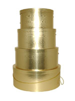 Shiny Gold Moire on this set of elegant hatboxes