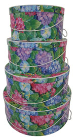 Pretty Pinks and Blues on this Hydrangea Blooms set of hatboxes