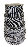 Zebra hatbox set individual hatboxes in a zebra patter four sizes or nest set of Zebra Design Hatboxes