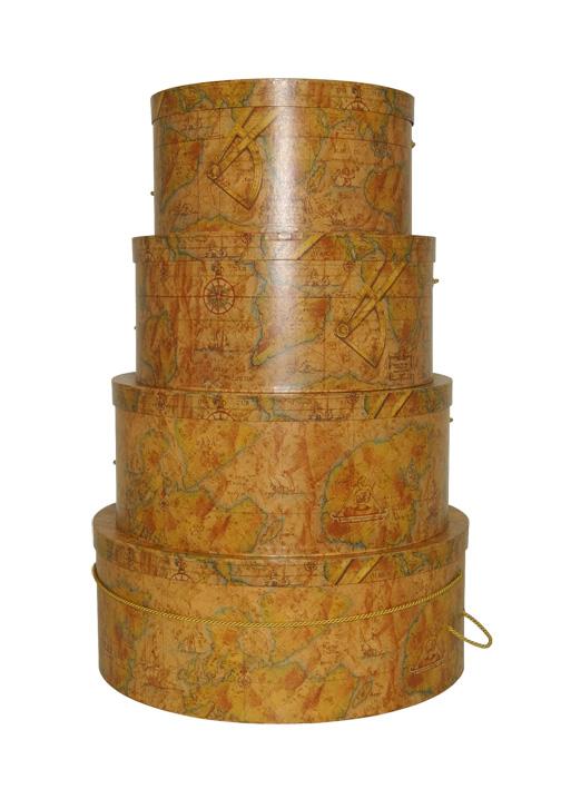 Beautiful World Map patterned hatboxes, set of four or purchase individually