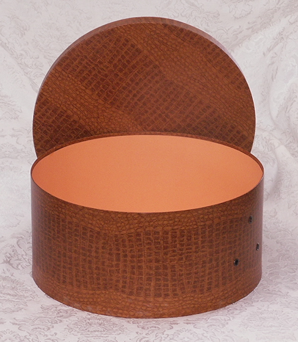 Hatboxes for Retail Display in Crocodile Design with light terracotta interior