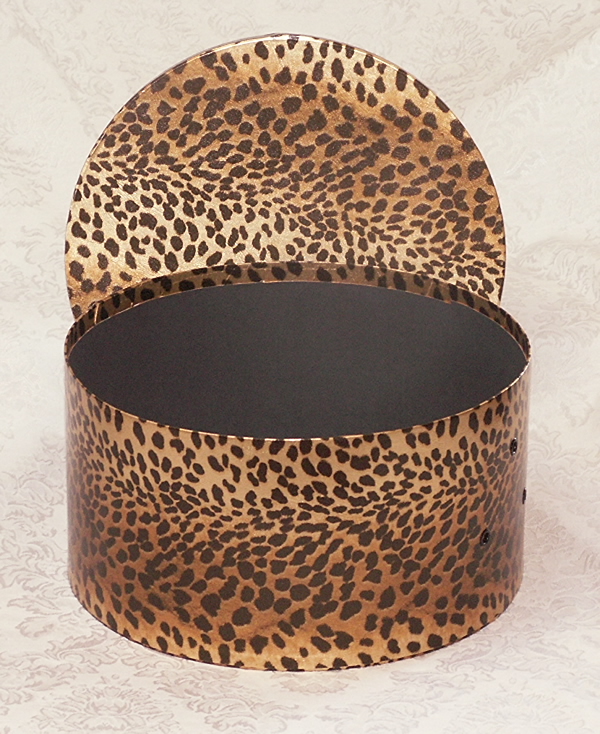 Hatboxes for Retail Display in Leopard Design with black interior