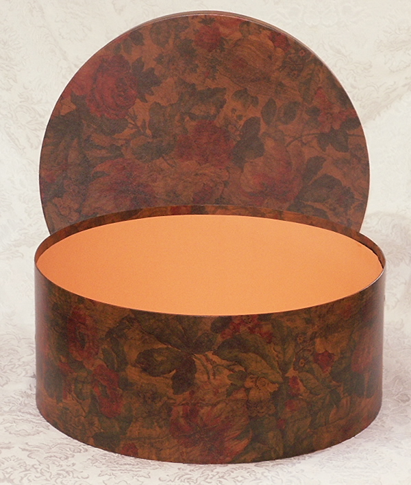 Hatboxes for Retail Display in Peony Floral Design with light terracotta interior