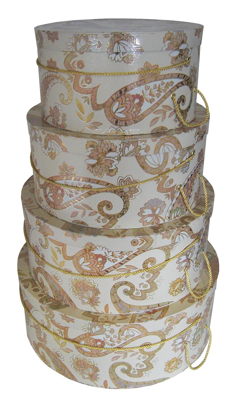 Multi colored Paisley design set of 4 gorgeous hatboxes